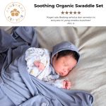Soothing Jumbo Organic Swaddle  with Hat in Grey Blue, Bedong cocok and